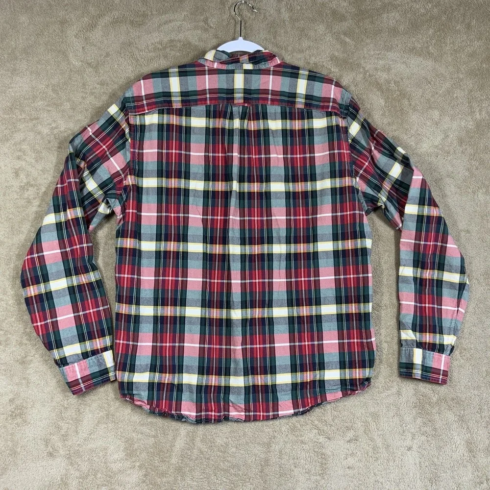 J Crew Oxford Shirt Mens Sz L Button‎ Up Long Sleeve Plaid Collared
